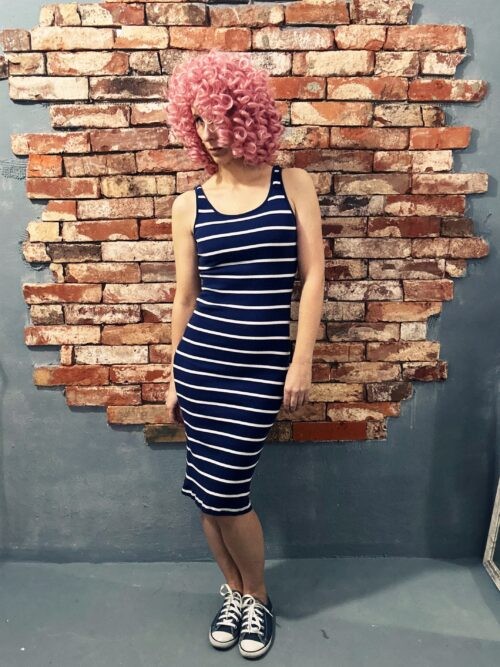 Granatowa sukienka w paski Brave Soul