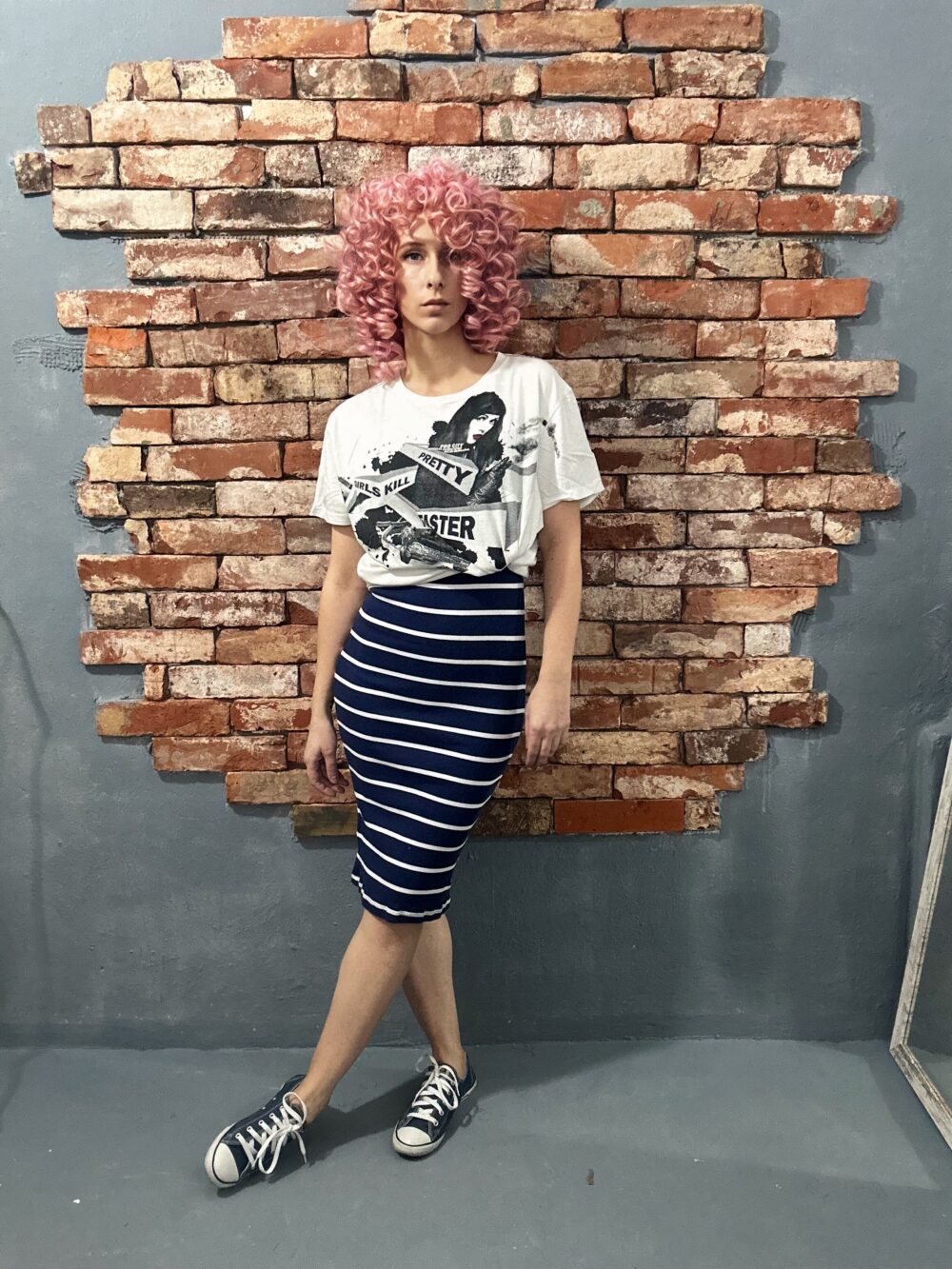 Granatowa sukienka w paski Brave Soul