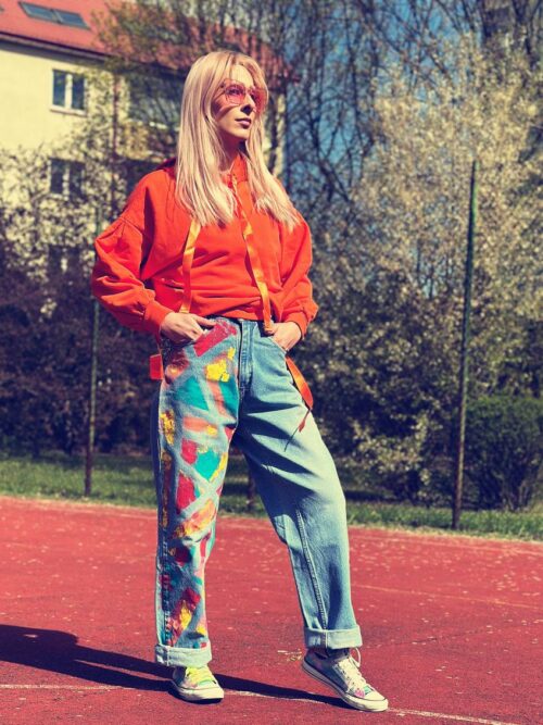 Ręcznie malowane jeansy vintage CROSS JEANS