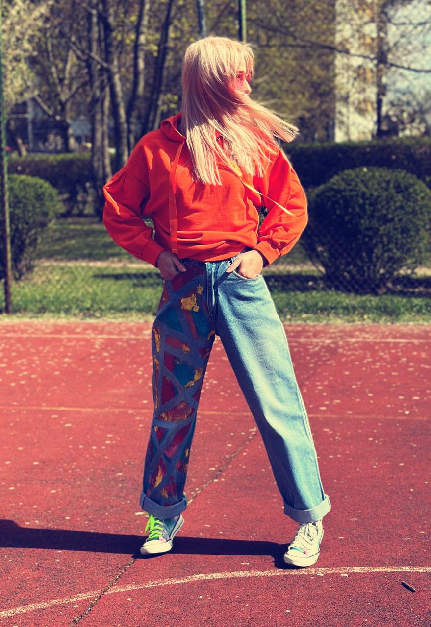 Ręcznie malowane jeansy vintage CROSS JEANS