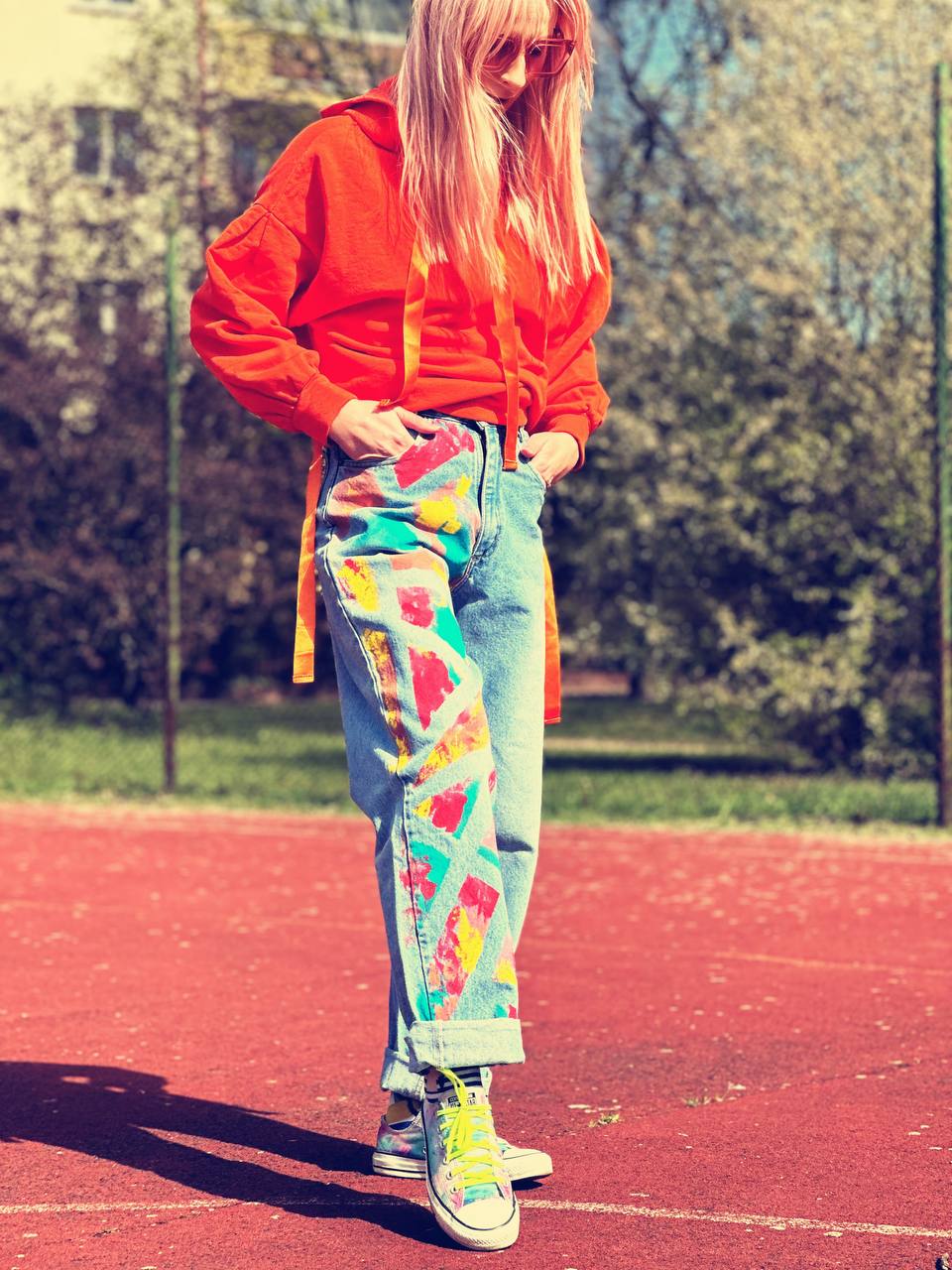 Ręcznie malowane jeansy vintage CROSS JEANS