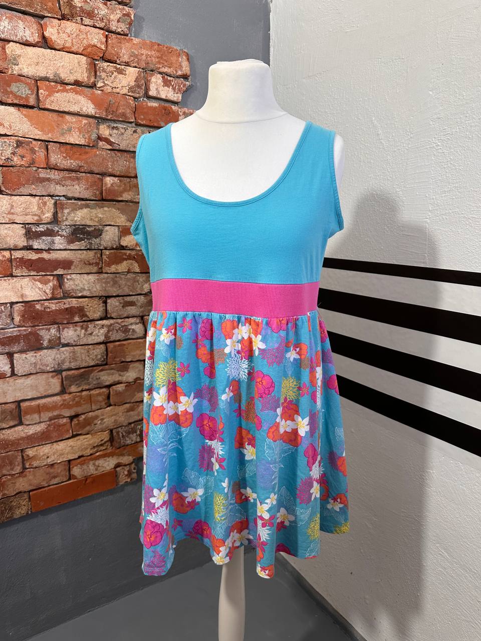 Tunika/sukienka turkusowa w kwiatki PAPAYA