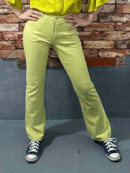 Limonkowe spodnie o prostym kroju – Impuls