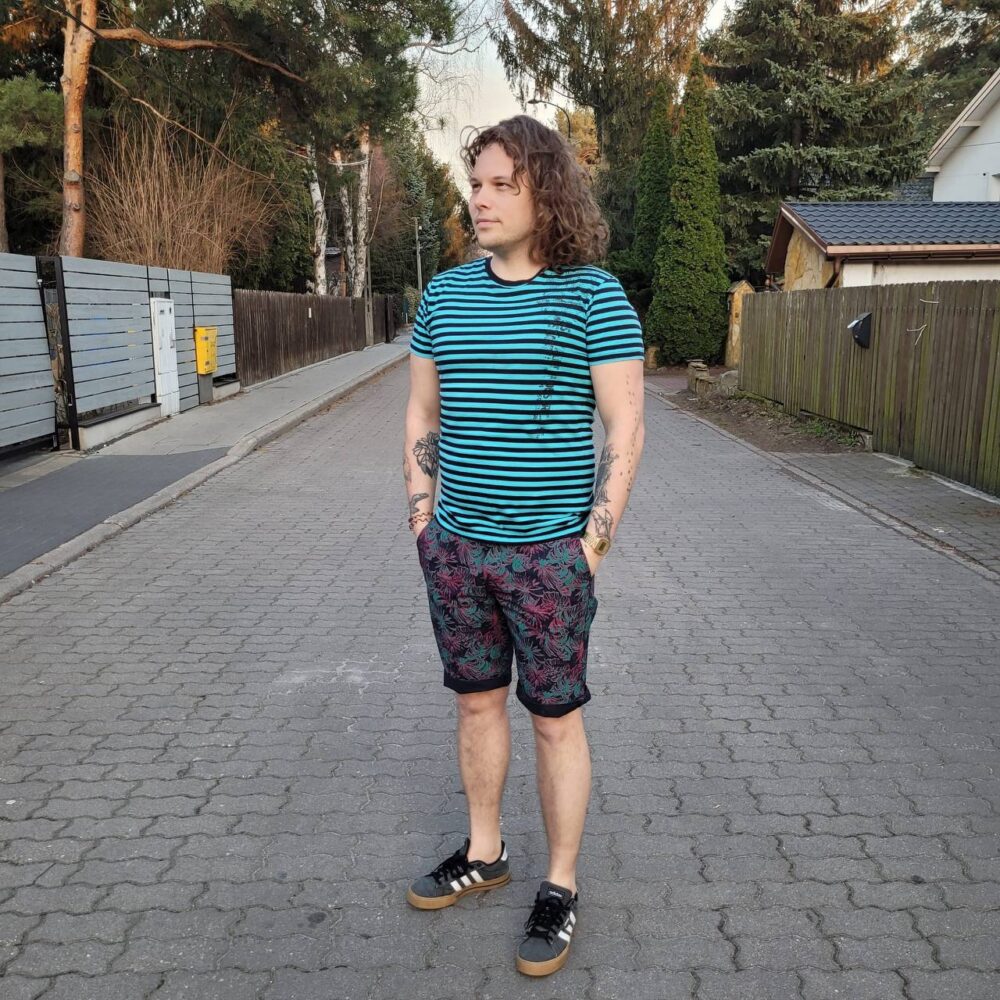 T-shirt w turkusowe paski – Selected