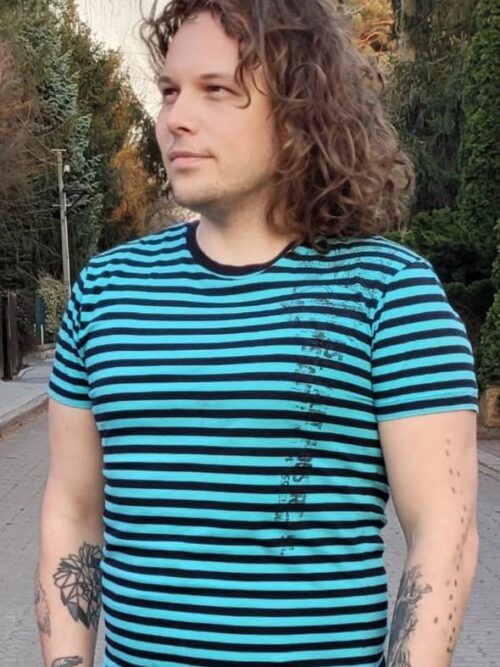 T-shirt w turkusowe paski – Selected