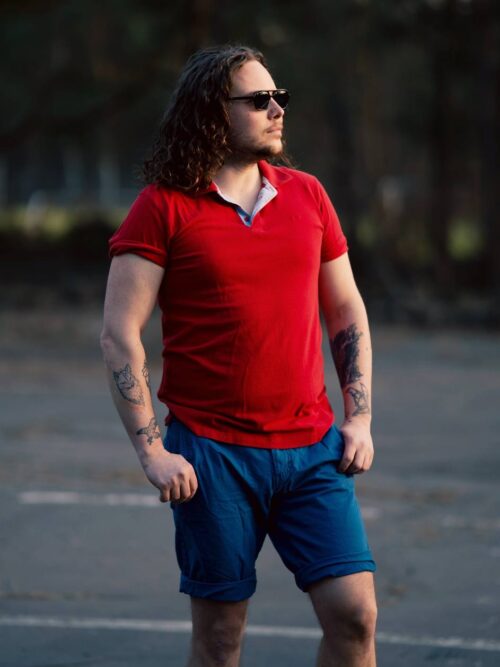 T-shirt polo czerwony RESERVED